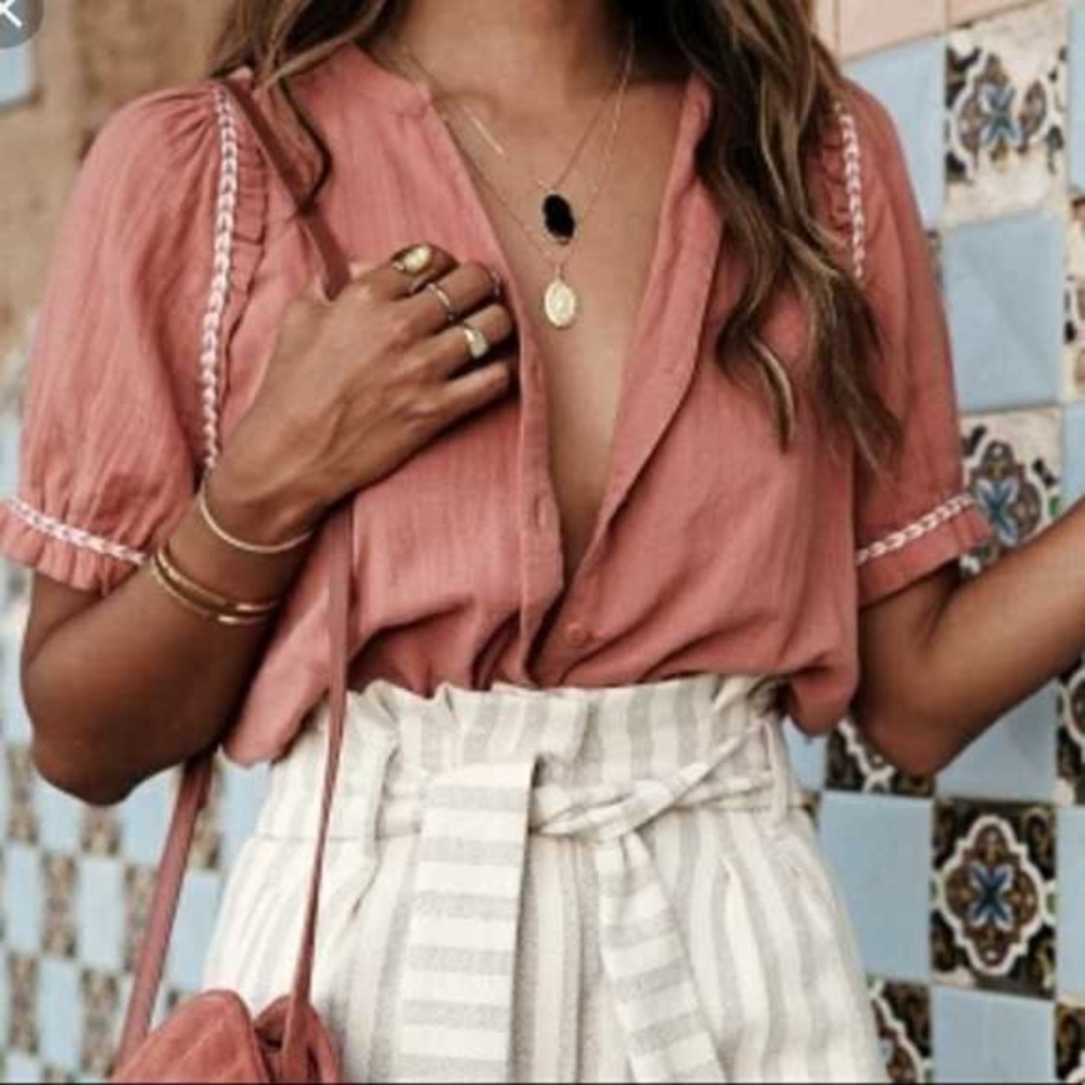 Sezane Wanda Blouse Pink Size 36EU
